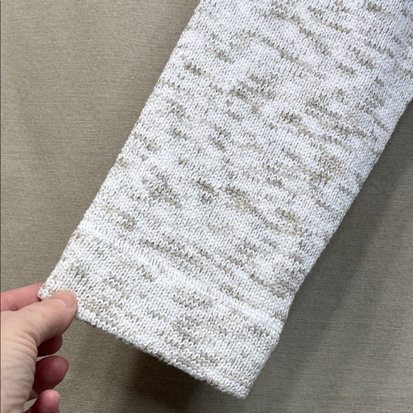 Preswick & Moore Sweater White/TanCowl Neck Kangaroo Pocket in Size L  NWT - Picture 6 of 13